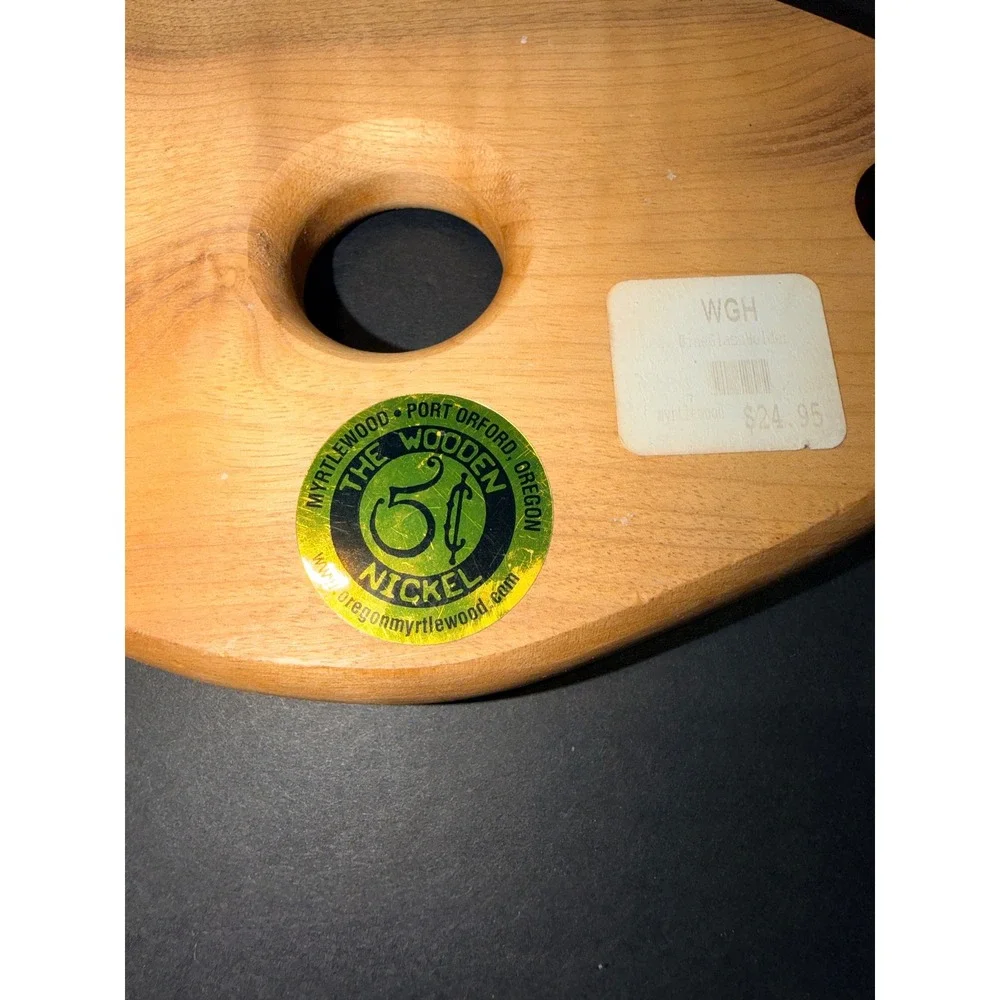 The Wooden Nickel Oregon Myrtlewood Wine Butler Glass Holder Bottle Port Orford